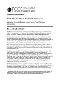 Supporting document 1 RISK AND TECHNICAL ASSESSMENT REPORT Quillaia1 Extract (Quillaja extract) as a Food Additive (Emulsifier)  Executive Summary