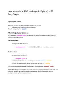 How to create a ROS package (In Python) in ??  Easy Steps    Workspace Setup   