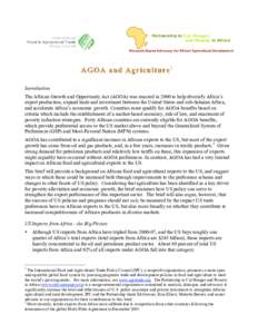 Partnership to Cut Hunger and Poverty in Africa Research-Based Advocacy for African Agricultural Development AGOA and Agriculture 1 Introduction