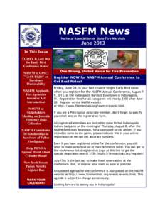 NASFM News National Association of State Fire Marshals JuneIn This Issue