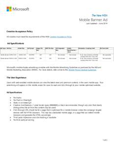 The New MSN  Mobile Banner Ad Last Updated – JuneCreative Acceptance Policy