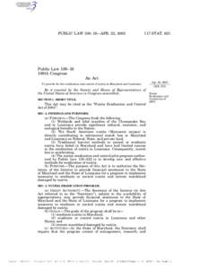 PUBLIC LAW 108–16—APR. 23, STAT. 621 Public Law 108–16 108th Congress