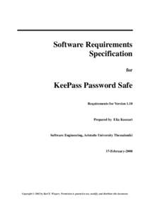 Software Requirements Specification KeePass 1.10