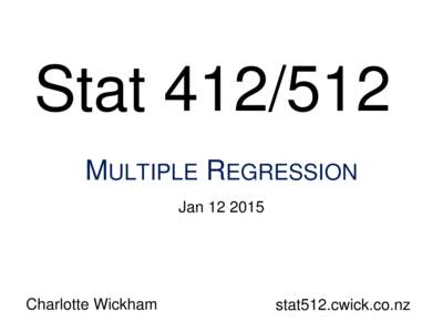 StatMULTIPLE REGRESSION JanCharlotte Wickham