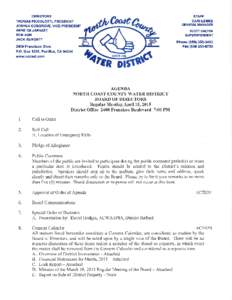 North Coast County Water District  762 Minutes of the Regular Board of Directors Meeting March 18, 2015