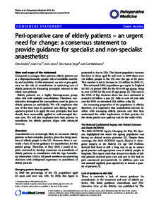 Dodds et al. Perioperative Medicine 2013, 2:6 http://www.perioperativemedicinejournal.com/contentPerioperative Medicine