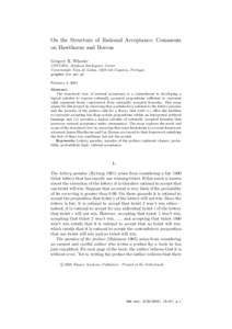 On the Structure of Rational Acceptance: Comments on Hawthorne and Bovens Gregory R. Wheeler CENTRIA, Artificial Intelligence Center Universidade Nova de Lisboa, [removed]Caparica, Portugal. [removed]