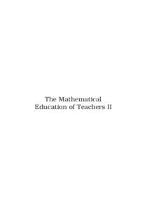 The Mathematical Education of Teachers II CBMS  Conference Board of the Mathematical Sciences