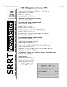 SRRT Newsletter IssueSRRT Programs at Annual 2006 June 2006 Issue