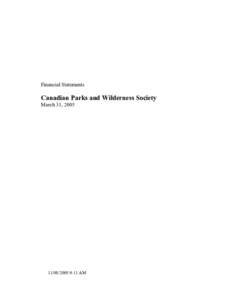 Financial Statements  Canadian Parks and Wilderness Society March 31, 9:11 AM