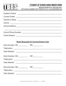 ISL TBBS 21:  Student at School Book Order Form