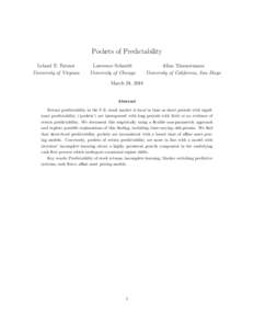 Pockets of Predictability Leland E. Farmer University of Virginia Lawrence Schmidt University of Chicago
