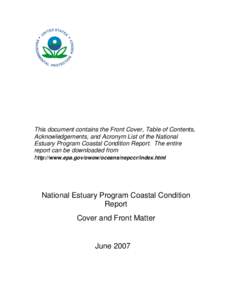 National Estuary Program Coastal Condition Report, NEP CCR