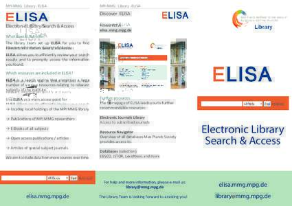 MPI-MMG · Library · ELISA  MPI-MMG · Library · ELISA Discover ELISA Electronic Library Search & Access