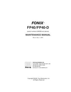 FONIX  ® FP40/FP40-D (serial numbersand above)