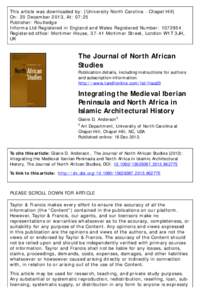 Integrating the Medieval Iberian Peninsula and North Africa in Islamic Architectural History