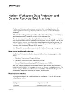 Horizon Workspace Data Protection and Disaster Recovery Best Practices The Horizon Workspace software stores persistent data in multiple locations. Best  practices guidelines for data protection and disa