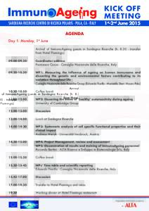 SARDEGNA RICERCHE CENTRO DI RICERCA POLARIS - PULA, CA - ITALY Day 1: Monday, 1st June KICK OFF MEETING 1st-2nd June 2015
