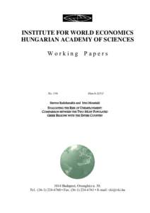 INSTITUTE FOR WORLD ECONOMICS HUNGARIAN ACADEMY OF SCIENCES Working No. 194