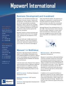 Mpower1 International Business Development and Investment NORTH AMERICAN HEADQUARTERS Mpower1 International, Inc.