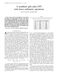 PUBLISHED IN IEEE TRANS. SIGNAL PROCESSING 55 (1), 111–[removed]A modified split-radix FFT with fewer arithmetic operations