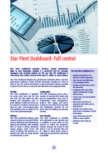 Star Fleet Dashboard: Full control Star Fleet Dashboard provides business critical information right at your fingertips, making it a powerful tool for strategic managers and decision makers on the go! The KPI dashboard i