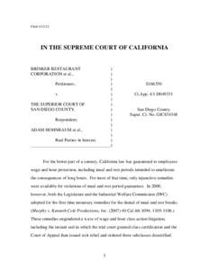 FiledIN THE SUPREME COURT OF CALIFORNIA BRINKER RESTAURANT CORPORATION et al.,