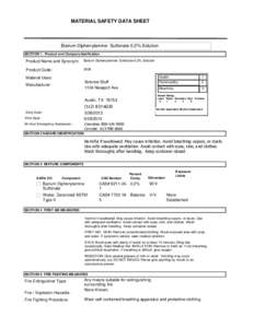 MATERIAL SAFETY DATA SHEET  Barium Diphenylamine- Sulfonate 0.2% Solution SECTION 1 . Product and Company Idenfication  Product Name and Synonym: