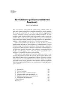 Inside Out II MSRI Publications Volume 60, 2012 Hybrid inverse problems and internal functionals