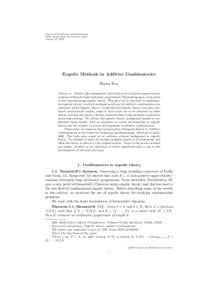 Centre de Recherches Math´ ematiques CRM Proceedings and Lecture Notes Volume ??, 2007  Ergodic Methods in Additive Combinatorics