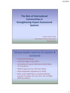 The Role of International Communities in Strengthening Impact Assessment Systems