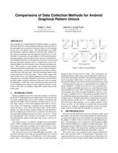 Comparisons of Data Collection Methods for Android Graphical Pattern Unlock Adam J. Aviv Jeanne Luning Prak