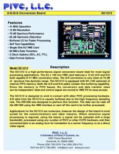 A/D-D/A Conversion Board  SC1212 Features • 41 MHz Operation