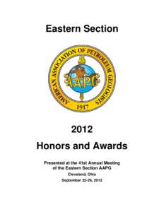 Eastern SectionHonors and Awards Presented at the 41st Annual Meeting of the Eastern Section AAPG