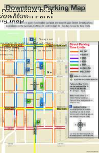 Downtown Parking Map  600 BLOCK Parking is available in public lots located just east and west of Main Street. Street parking is available on the Avenues, Coffman St. and Kimbark St. See key below for time limits.