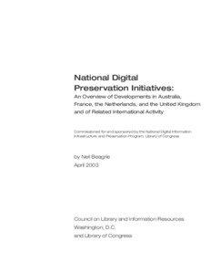 National Digital Preservation Initiatives: An Overview of Developments in Australia,