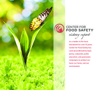 victory report As a leader in the food movement for over 15 years, Center for Food Safety has used groundbreaking legal, policy, corporate, public