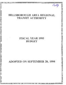 HILLSBOROUGH AREA REGIONAL TRANSIT AUTHORITY FISCAL YEAR 1995 BUDGET