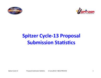 Spitzer	Cycle-13	Proposal	 Submission	Sta8s8cs Spitzer	Cycle-13  	Proposal	Submission	Sta8s8cs									13	June	2016	•	NASA	PREVIEW