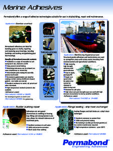 Marine Adhesives Permabond offers a range of adhesive technologies suitable for use in shipbuilding, repair and maintenance. Application: Gearbox overhaul GASKETING