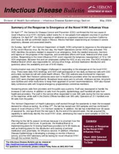 Infectious Disease Bulletin Division of Health Surveillance – Infectious Disease Epidemiology Section May[removed]Summary of the Response to Emergence of the Novel H1N1 Influenza Virus