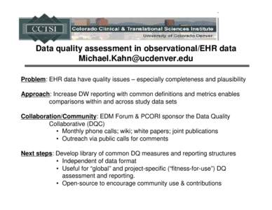 Data quality assessment in observational/EHR data 