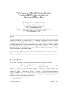 Well-Posedness of Initial Value Problems for Functional Differential and Algebraic Equations of Mixed Type H. J. Hupkes a,∗ E. Augeraud-V´eron b a