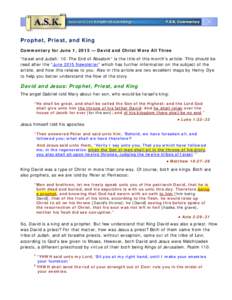 Early Christianity and Judaism / Christian theology / Psalm 110 / Melchizedek / David / High priest / Threefold office / Life of Jesus in the New Testament / Son of man / Christianity / Religion / Jesus