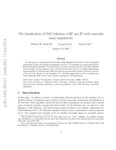 arXiv:1401.2813v1 [math.DG] 13 JanThe classification of CMC foliations of R3 and S3 with countably many singularities William H. Meeks III∗