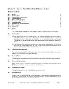 Chapter 21 – Brent vs. Dubai (Platts) Crude Oil Futures Contract Table of Contents21.4