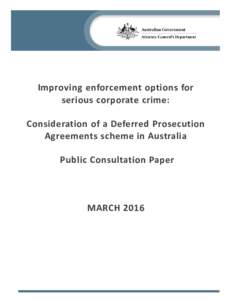 Deferred Prosecution Agreements - Discussion Paper