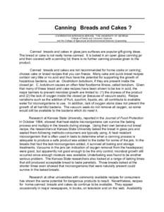 Canning Breads and Cakes ? COOPERATIVE EXTENSION SERVICE 