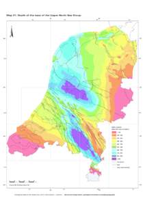 Map 21: Depth of the base of the Upper North Sea Group  Geological Atlas of the Subsurface of the Netherlands – onshore Structural configuration, geological evolution and palaeogeography