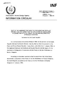 INFCIRC/173/Add.1 - Text of the Agreement Between the Czechoslovak Socialist Republic and the Agency for the Application of Safeguards in Connection With the Treaty on the Non-Proliferation of Nuclear Weapons